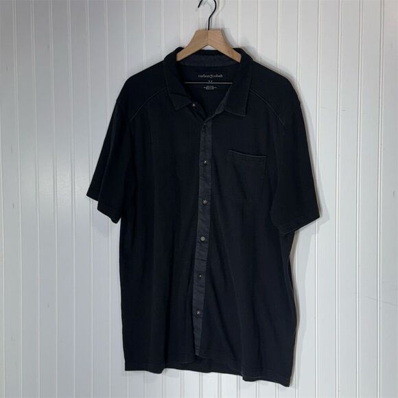 Carbon2Cobalt Effortlessly Cool Black Button Shirt M Soft Cotton Minimal Dadcore - Picture 1 of 9